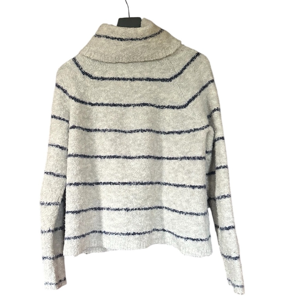 Madewell Roundtrip Stripe Turtleneck Sweater in Hthr Cloud | Wool Blend | Sz M - Picture 4 of 8
